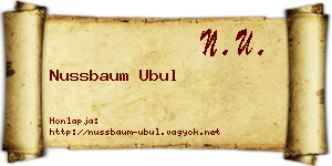 Nussbaum Ubul névjegykártya